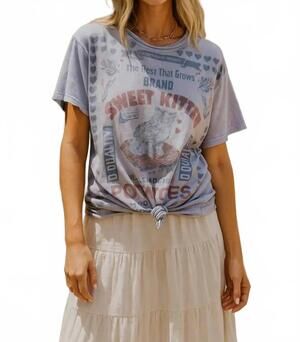 NEW THE NU VINTAGE women's sweet kitten oversized top in purple